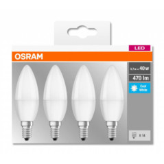 SET 4 becuri LED Osram- soclu E14- putere 5.7W- forma lumanare- lumina alb- alimentare 220 - 240 V- 000004058075819610timbru ver