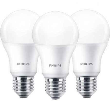 SET 3 becuri LED Philips- soclu E27- putere 9W- forma clasic- lumina alb calda- alimentare 220 - 240 V- 000008718696761267timbru