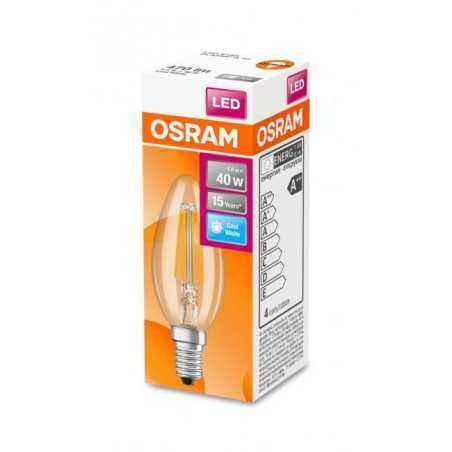 BEC LED Osram- soclu E14- putere 4W- forma lumanare- lumina alb naturala- alimentare 220 - 240 V- 000004058075114937timbru verde