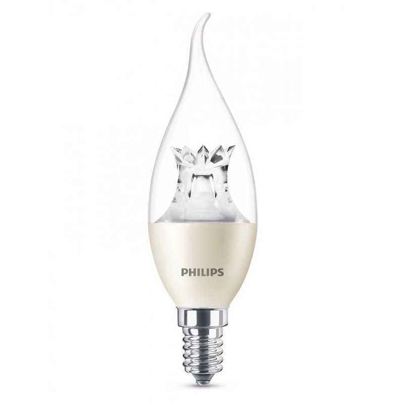 BEC LED Philips- soclu E14- putere 4W- forma lumanare- lumina alb calda- alimentare 220 - 240 V- 000008718696453742timbru verde