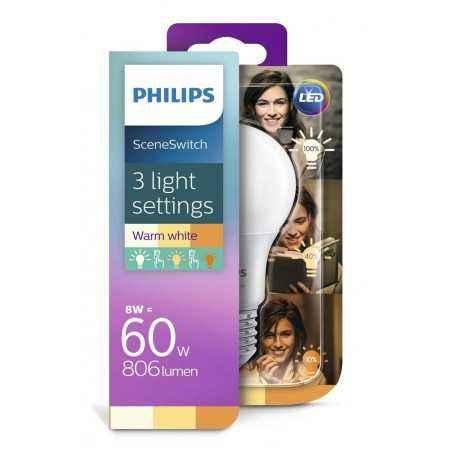 BEC LED Philips- soclu E27- putere 8W- forma clasic- lumina alb calda- alimentare 220 - 240 V- 000008718696588840timbru verde 0.