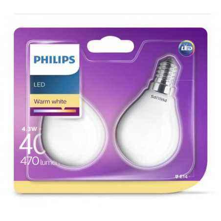 SET 2 becuri LED Philips- soclu E14- putere 4.3W- forma clasic- lumina alb calda- alimentare 220 - 240 V- 000008718696751411timb