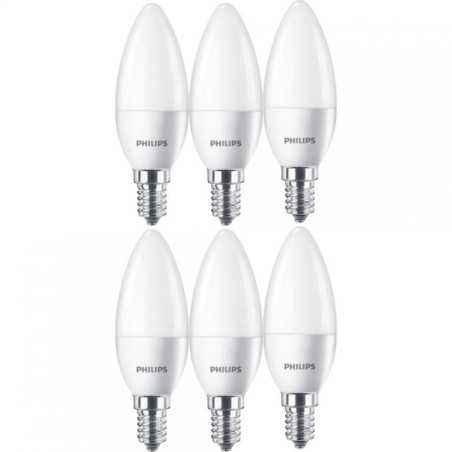 SET 6 becuri LED Philips- soclu E27- putere 5.5W- forma lumanare- lumina alb calda- alimentare 220 - 240 V- 000008718696829912ti