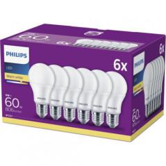 SET 6 becuri LED Philips- soclu E27- putere 9W- forma clasic- lumina alb calda- alimentare 220 - 240 V- 000008718696829998timbru
