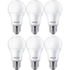 SET 6 becuri LED Philips- soclu E27- putere 9W- forma clasic- lumina alb calda- alimentare 220 - 240 V- 000008718696829998timbru