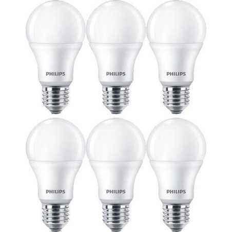 SET 6 becuri LED Philips- soclu E27- putere 9W- forma clasic- lumina alb calda- alimentare 220 - 240 V- 000008718696829998timbru