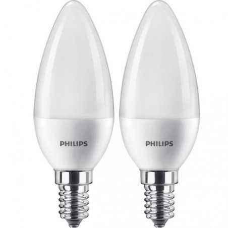 SET 2 becuri LED Philips- soclu E14- putere 7W- forma lumanare- lumina alb calda- alimentare 220 - 240 V- 000008718699614157timb