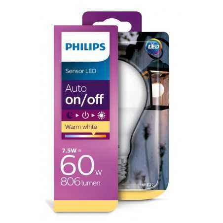 BEC LED Philips- soclu E27- putere 7.5W- forma clasic- lumina alb calda- alimentare 220 - 240 V- 000008718696739402timbru verde