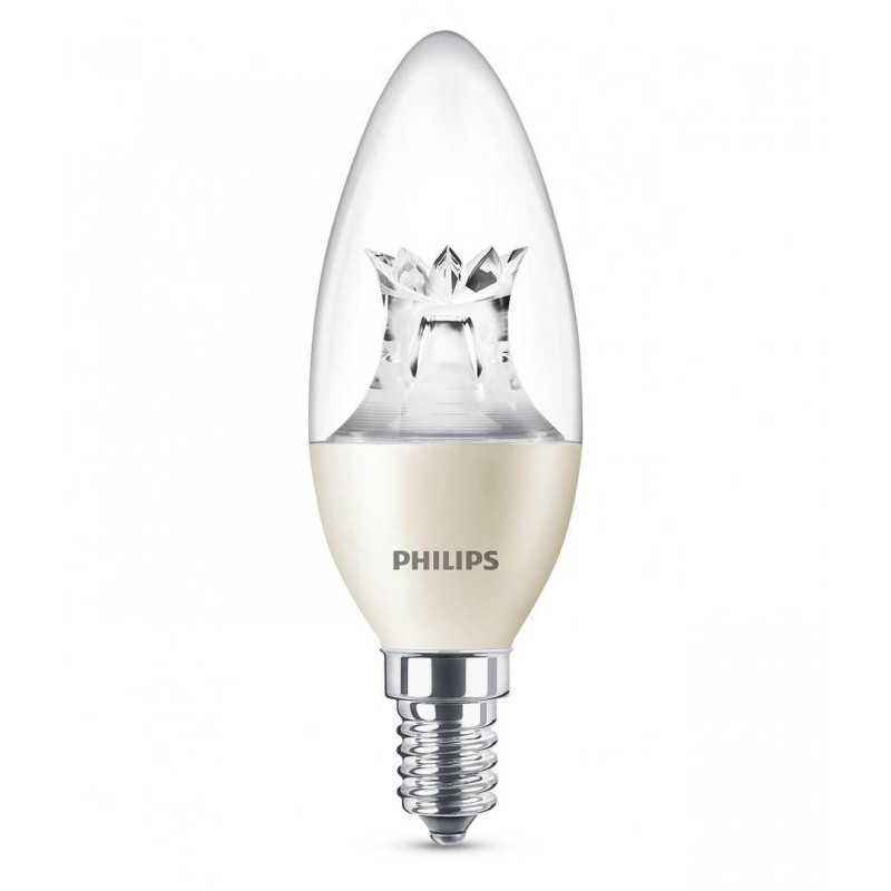 BEC LED Philips- soclu E14- putere 4W- forma lumanare- lumina alb calda- alimentare 220 - 240 V- 000008718696453667timbru verde