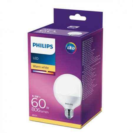 BEC LED Philips- soclu E27- putere 9.5W- forma clasic- lumina alb calda- alimentare 220 - 240 V- 000008718696580639timbru verde