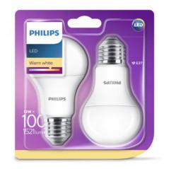SET 2 becuri LED Philips- soclu E27- putere 13W- forma clasic- lumina alb calda- alimentare 220 - 240 V- 000008718696586099timbr