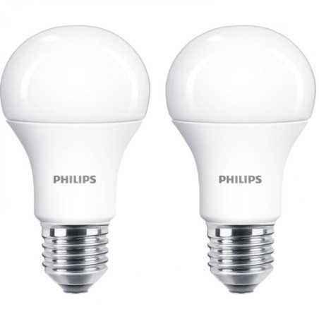 SET 2 becuri LED Philips- soclu E27- putere 10W- forma clasic- lumina alb- alimentare 220 - 240 V- 000008718696813751timbru verd