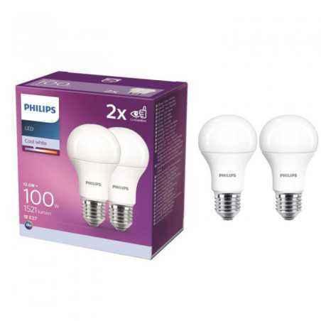 SET 2 becuri LED Philips- soclu E27- putere 12.5W- forma clasic- lumina alb- alimentare 220 - 240 V- 000008718699726959timbru ve