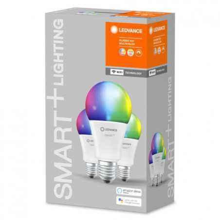 SET 3 becuri smart LED Osram- soclu E27- putere 14W- forma clasic- lumina multicolora- alimentare 220 - 240 V- 00000405807548587
