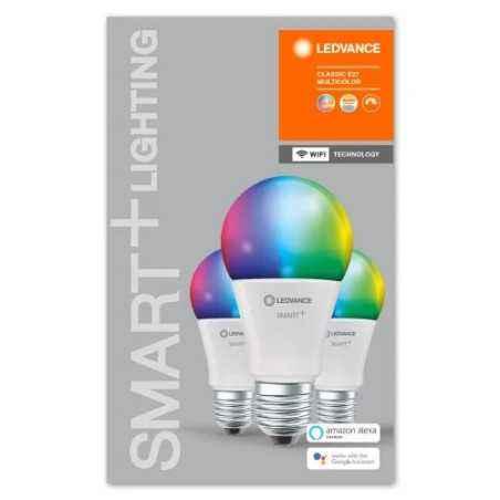 SET 3 becuri smart LED Osram- soclu E27- putere 9W- forma clasic- lumina multicolora- alimentare 220 - 240 V- 000004058075485754