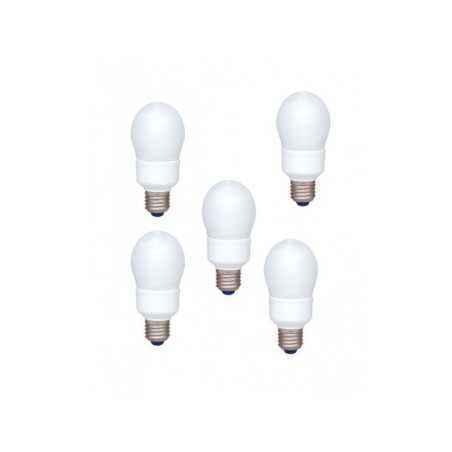 SET 5 becuri fluorescent Panasonic- soclu E27- putere 18W- forma oval- lumina alb rece- alimentare 220 - 240 V- EFA18E65HD-5timb