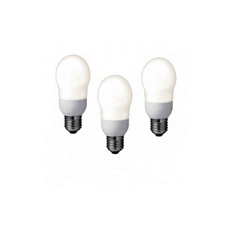 SET 3 becuri fluorescent Panasonic- soclu E27- putere 8W- forma oval- lumina alb calda- alimentare 220 - 240 V- EFA8E27HD-3timbr