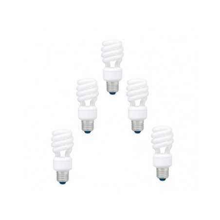 SET 5 becuri fluorescent Panasonic- soclu E27- putere 11W- forma spirala- lumina alb calda- alimentare 220 - 240 V- EFD11E27HD3E