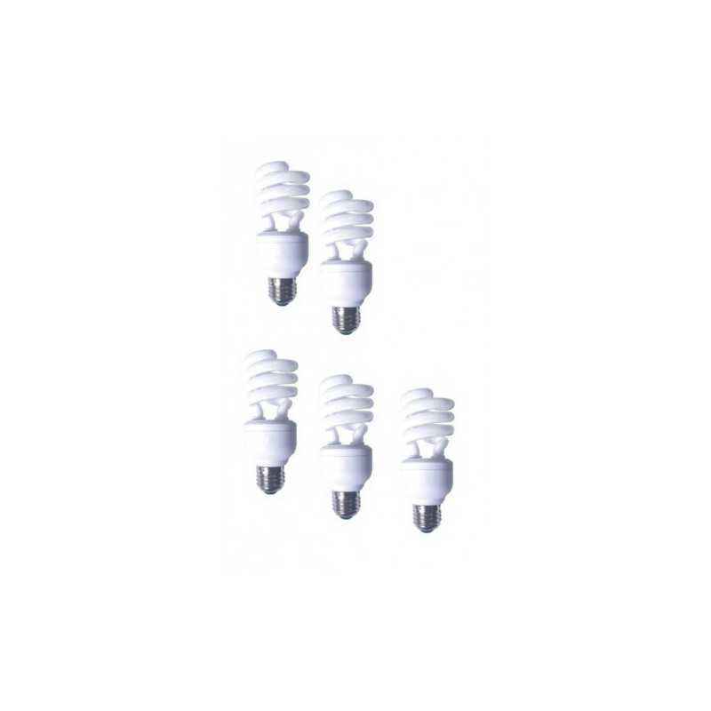 SET 5 becuri fluorescent Panasonic- soclu E27- putere 19W- forma spirala- lumina alb calda- alimentare 220 - 240 V- EFD19E27HD3E