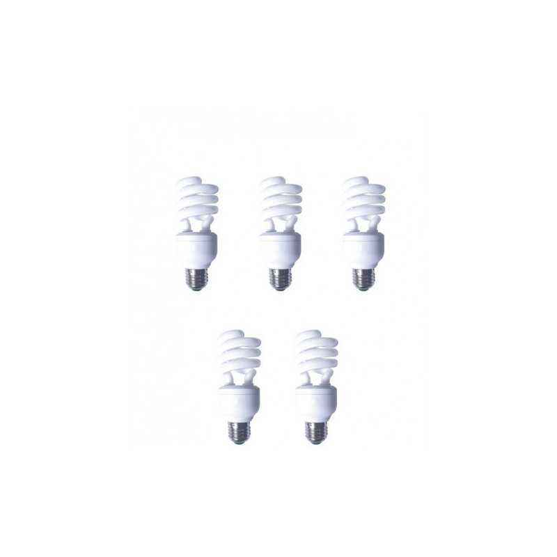 SET 5 becuri fluorescent Panasonic- soclu E27- putere 19W- forma spirala- lumina alb rece- alimentare 220 - 240 V- EFD19E65HD3E-