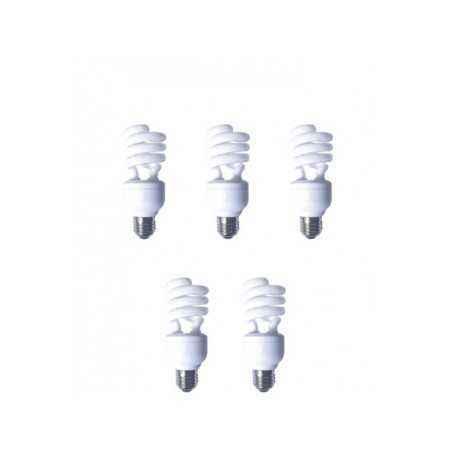 SET 5 becuri fluorescent Panasonic- soclu E27- putere 19W- forma spirala- lumina alb rece- alimentare 220 - 240 V- EFD19E65HD3E-