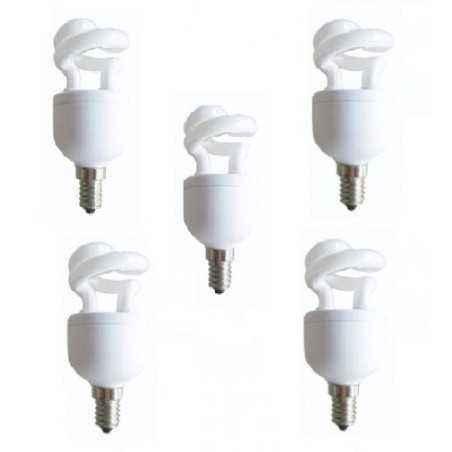 SET 5 becuri fluorescent Panasonic- soclu E27- putere 5W- forma spirala- lumina alb calda- alimentare 220 - 240 V- EFD5E27HDE14E