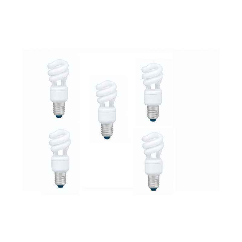 SET 5 becuri fluorescent Panasonic- soclu E27- putere 8W- forma spirala- lumina alb calda- alimentare 220 - 240 V- EFD8E27HD3E-5