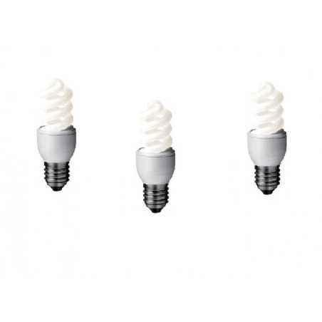SET 3 becuri fluorescent Panasonic- soclu E27- putere 8W- forma spirala- lumina alb rece- alimentare 220 - 240 V- EFD8E65HD-3tim