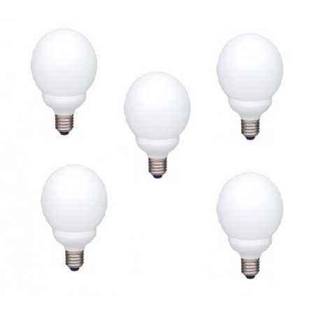 SET 5 becuri fluorescent Panasonic- soclu E27- putere 18W- forma oval- lumina alb rece- alimentare 220 - 240 V- EFG18E65HD-5timb