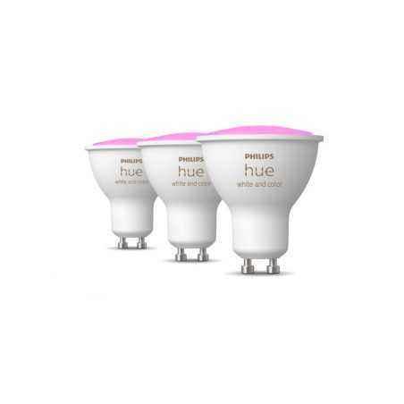 SET 3 becuri smart LED Philips- soclu GU10- putere 4.3W- forma spot- lumina multicolora- alimentare 220 - 240 V- 000008719514342