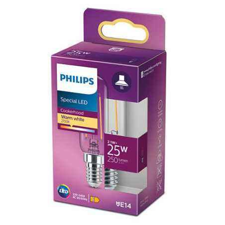 BEC LED Philips- soclu E14- putere 2.1W- forma tub- lumina alb calda- alimentare 220 - 240 V- 000008718699783334timbru verde 0.4