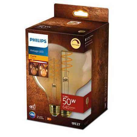 BEC LED Philips- soclu E27- putere 7.3W- forma sferic- lumina flacara- alimentare 220 - 240 V- 000008719514337831timbru verde 0.