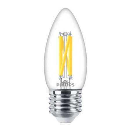BEC LED Philips- soclu E27- putere 3.4W- forma lumanare- lumina alb calda- alimentare 220 - 240 V- 000008719514324237timbru verd