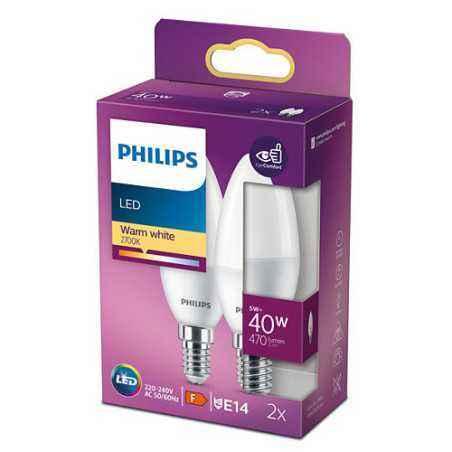 BEC LED Philips- soclu E14- putere 5W- forma lumanare- lumina alb calda- alimentare 220 - 240 V- 000008719514310056timbru verde