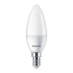 BEC LED Philips- soclu E14- putere 5W- forma lumanare- lumina alb calda- alimentare 220 - 240 V- 000008719514313446timbru verde