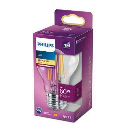 BEC LED Philips- soclu E27- putere 7W- forma clasic- lumina alb calda- alimentare 220 - 240 V- 000008718699777579timbru verde 0.