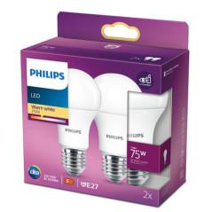 SET 2 becuri LED Philips- soclu E27- putere 11W- forma clasic- lumina alb calda- alimentare 220 - 240 V- 000008718699770204timbr