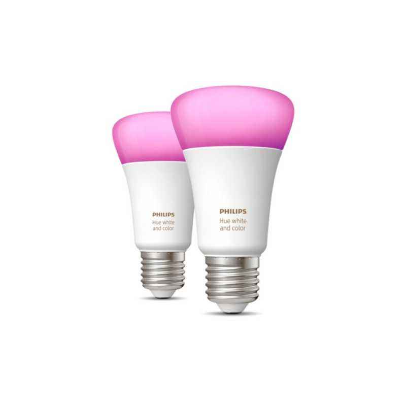 SET 2 becuri smart LED Philips- soclu E27- putere 9 W- forma oval- lumina multicolora- alimentare 220 - 240 V- 00000871951432836