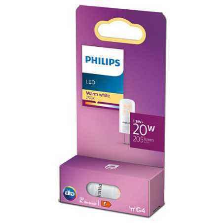 BEC LED Philips- soclu G4- putere 1.8W- forma capsula- lumina alb calda- alimentare 220 - 240 V- 000008718699767631timbru verde