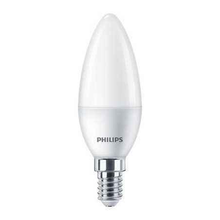 BEC LED Philips- soclu E14- putere 5W- forma lumanare- lumina alb calda- alimentare 220 - 240 V- 000008719514309364timbru verde