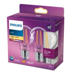 SET 2 becuri LED Philips- soclu E27- putere 7W- forma clasic- lumina alb calda- alimentare 220 - 240 V- 000008718699777739timbru