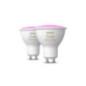 SET 2 becuri smart LED Philips- soclu GU10- putere 5W- forma spot- lumina multicolora- alimentare 220 - 240 V- 00000871951434008