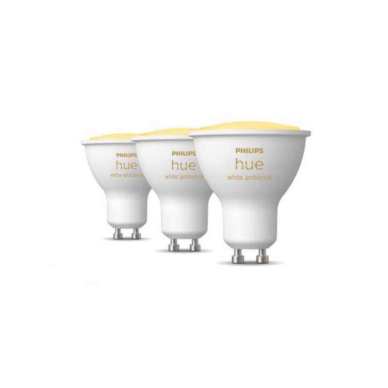 Set 3 BEC smart LED Philips- soclu GU10- putere 4.3 W- forma spot- lumina alb- alimentare 220 - 240 V- 000008719514342804timbru