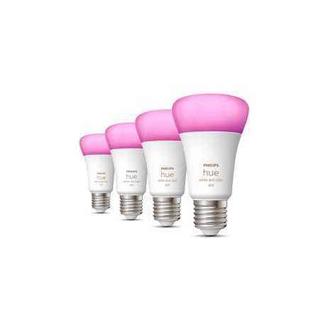 Set 4 BEC smart LED Philips- soclu E27- putere 6.5 W- forma clasic- lumina multicolora- alimentare 220 - 240 V- 0000087195143284