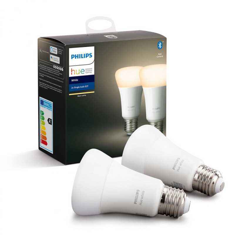 SET 2 becuri smart LED Philips- soclu E27- putere 9W- forma clasic- lumina alb calda- alimentare 220 - 240 V- 000008718696785270