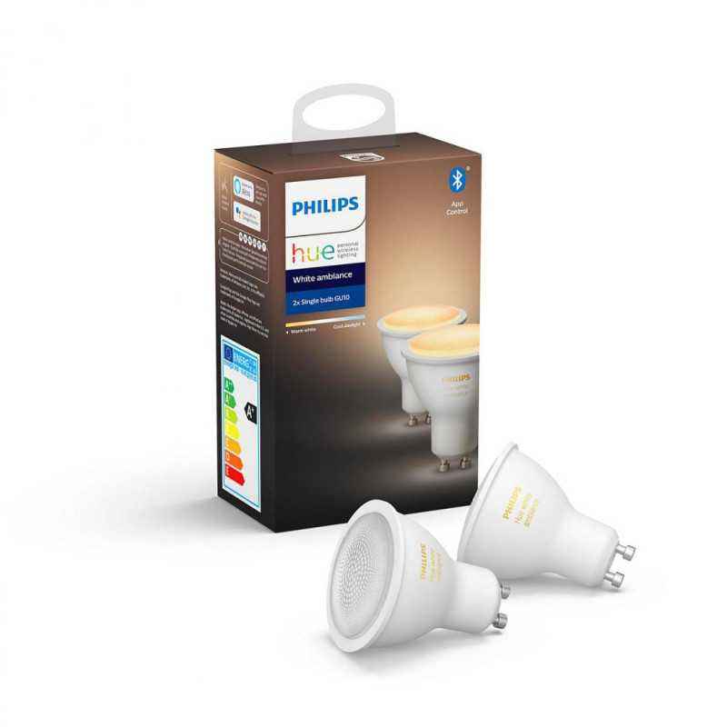SET 2 SPOTURI incastrate smart LED Philips- soclu GU10- putere 5W- forma spot- lumina alb calda- alimentare 220 - 240 V- 0000087