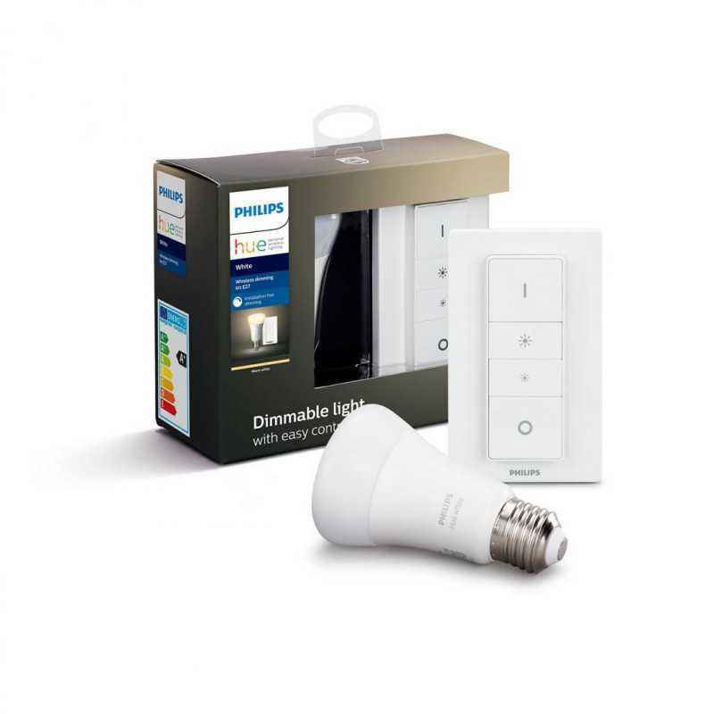 KIT smart LED Philips- soclu E27- putere 9W- forma clasic- lumina alb calda- alimentare 220 - 240 V- 000008718696785331timbru ve