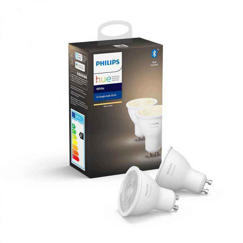SET 2 KIT smart LED Philips- soclu GU10- putere 5.2W- forma spot- lumina alb calda- alimentare 220 - 240 V- 000008718699629311(t