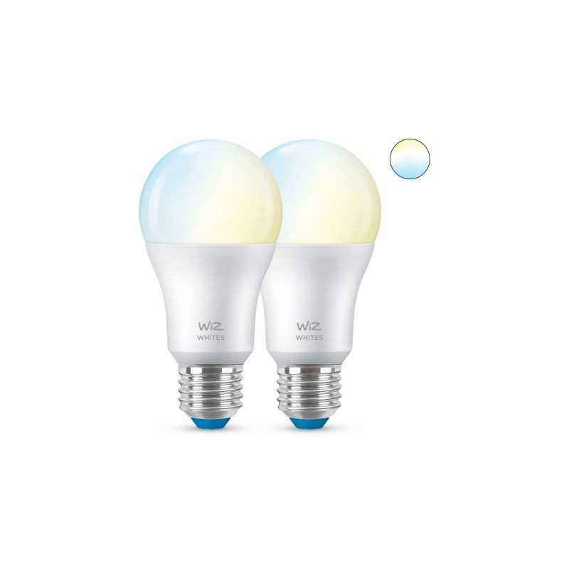 SET 2 becuri smart LED Philips- soclu E27- putere 8W- forma clasic- lumina toate nuantele de alb- alimentare 220 - 240 V- 000008