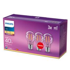 SET 3 becuri smart LED Philips- soclu E27- putere 4.3W- forma clasic- lumina toate nuantele de alb- alimentare 220 - 240 V- 0000